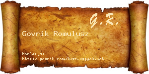 Govrik Romulusz névjegykártya